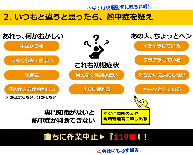 いつもと違うと思ったら、熱中症を疑え